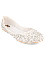 Thumbnail for Desi Colour Women Indian Ethnic Footwear-Cushioned White Heavy Emb - Distacart