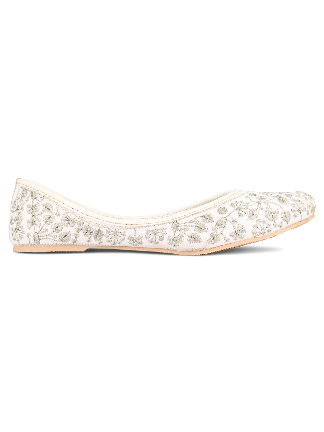 Desi Colour Women Indian Ethnic Footwear-Cushioned White Heavy Emb - Distacart
