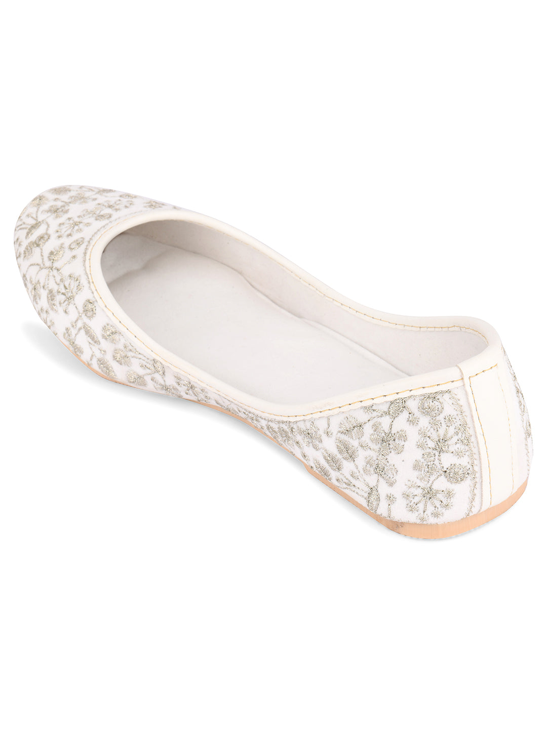 Desi Colour Women Indian Ethnic Footwear-Cushioned White Heavy Emb - Distacart