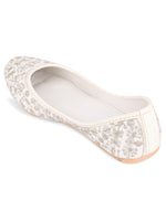 Thumbnail for Desi Colour Women Indian Ethnic Footwear-Cushioned White Heavy Emb - Distacart