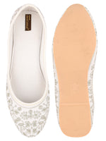 Thumbnail for Desi Colour Women Indian Ethnic Footwear-Cushioned White Heavy Emb - Distacart