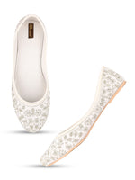 Thumbnail for Desi Colour Women Indian Ethnic Footwear-Cushioned White Heavy Emb - Distacart