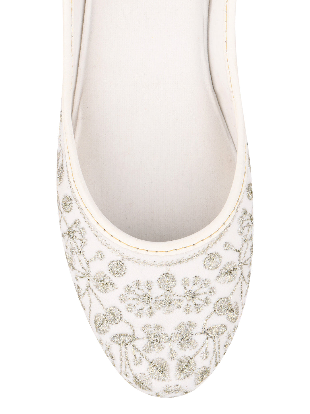 Desi Colour Women Indian Ethnic Footwear-Cushioned White Heavy Emb - Distacart