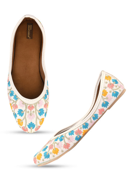 Desi Colour Women Indian Ethnic Footwear-Multi Heavy Work-LR - Distacart