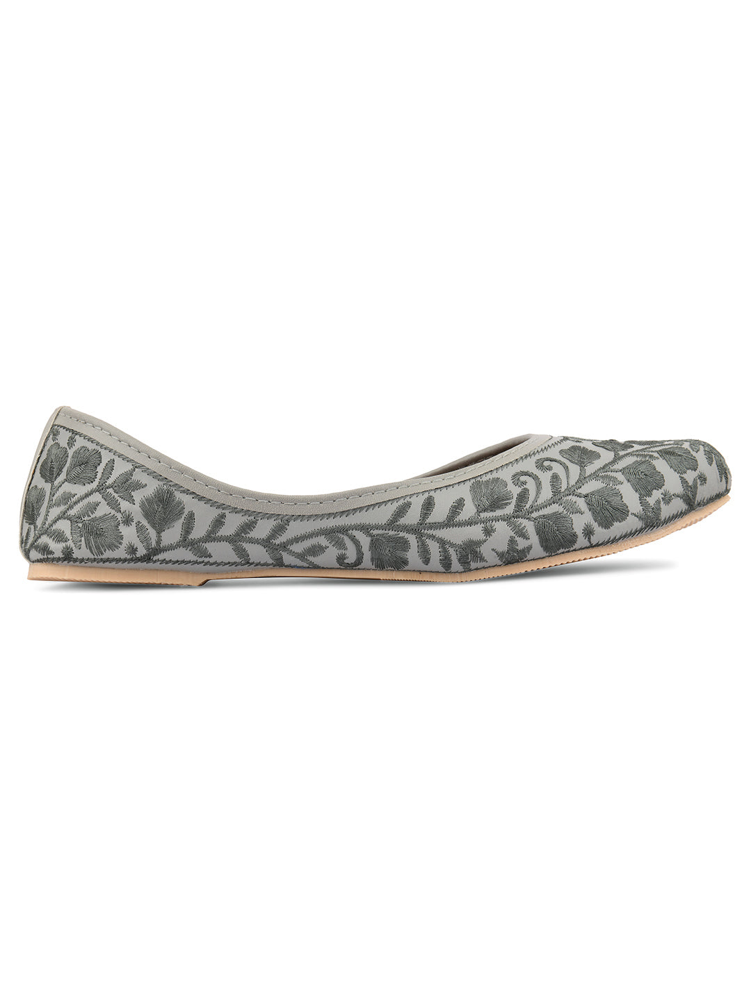 Desi Colour Women Indian Ethnic Footwear-Grey Heavy Work-LR - Distacart
