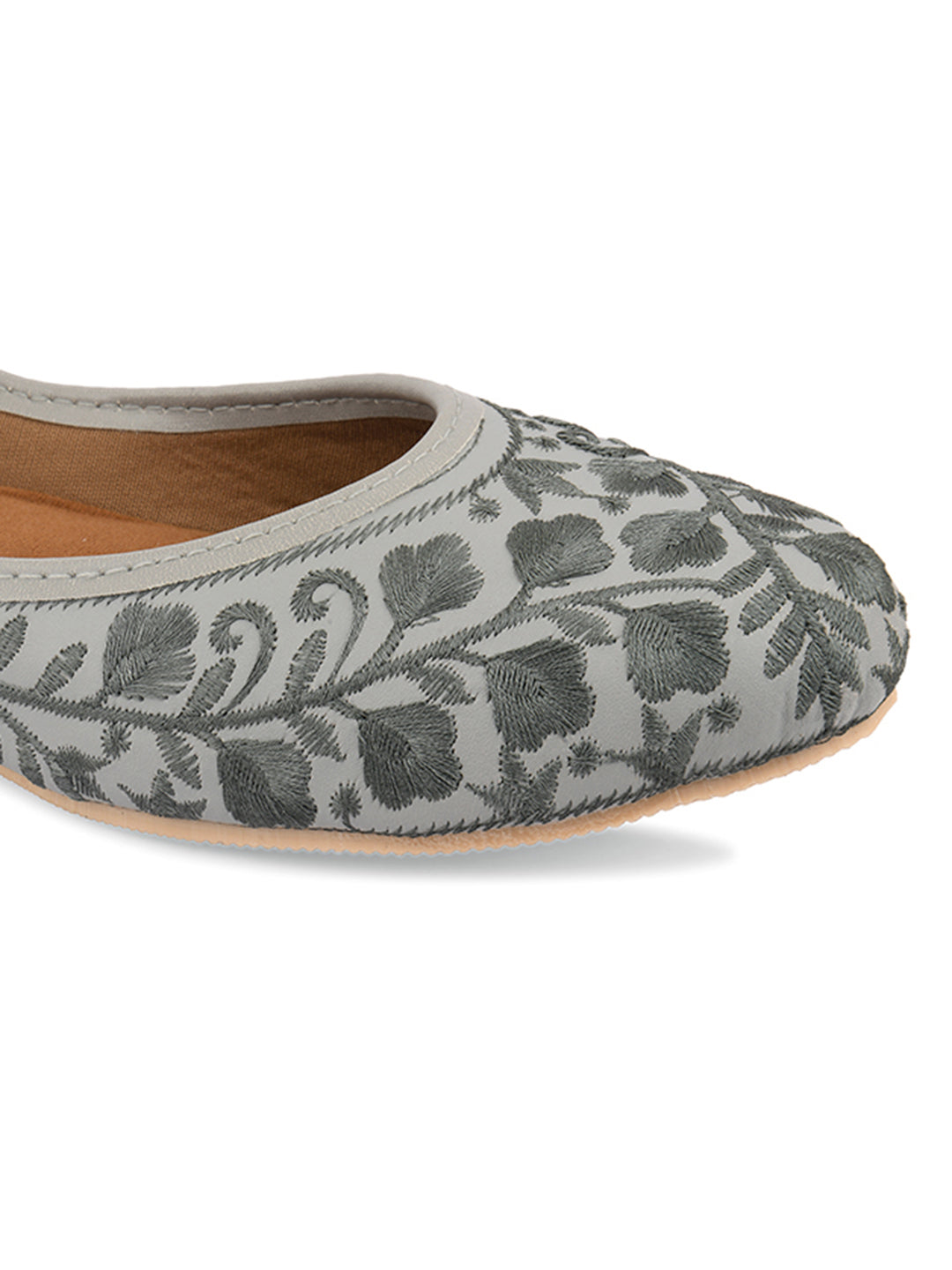 Desi Colour Women Indian Ethnic Footwear-Grey Heavy Work-LR - Distacart