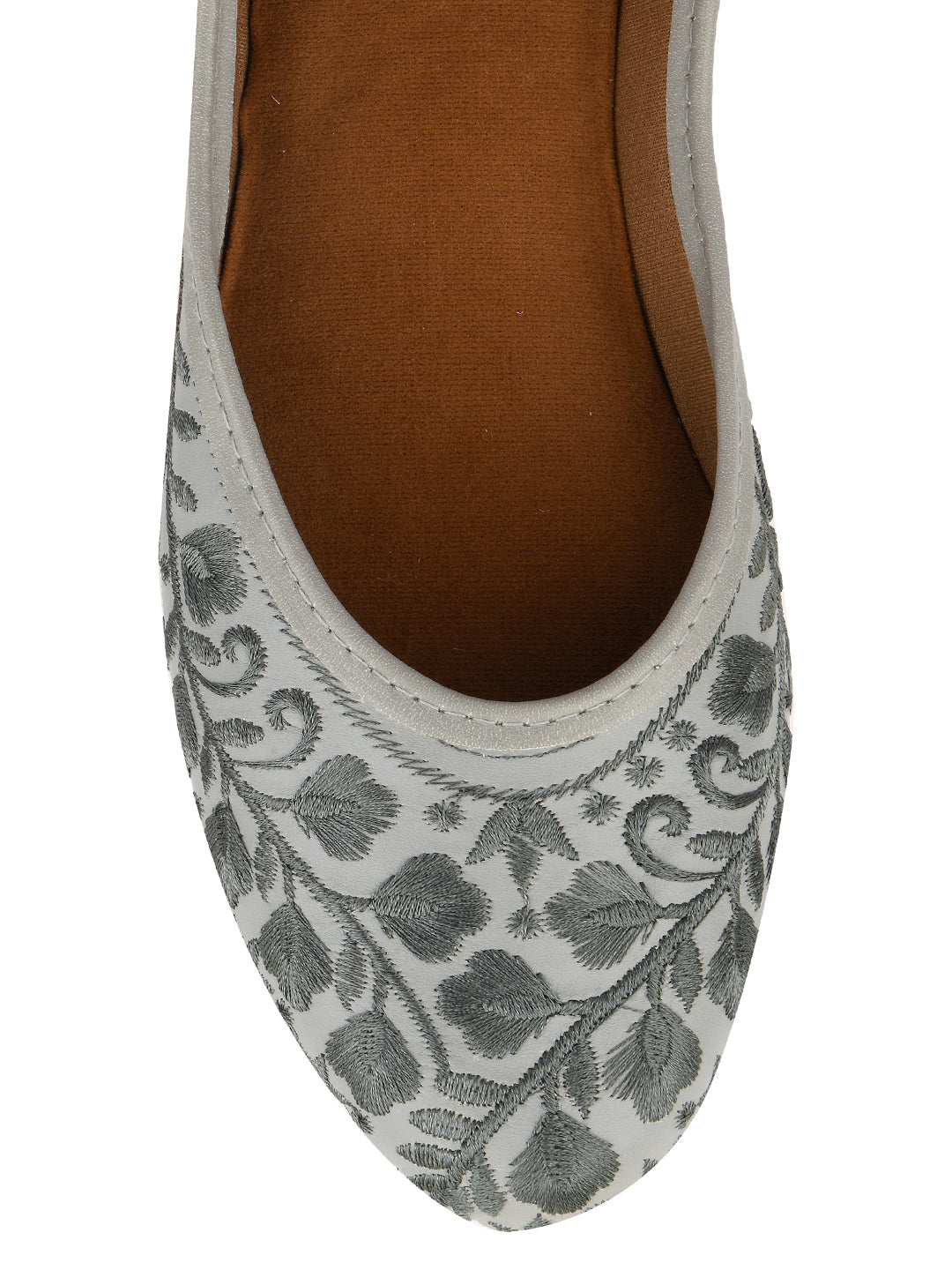 Desi Colour Women Indian Ethnic Footwear-Grey Heavy Work-LR - Distacart