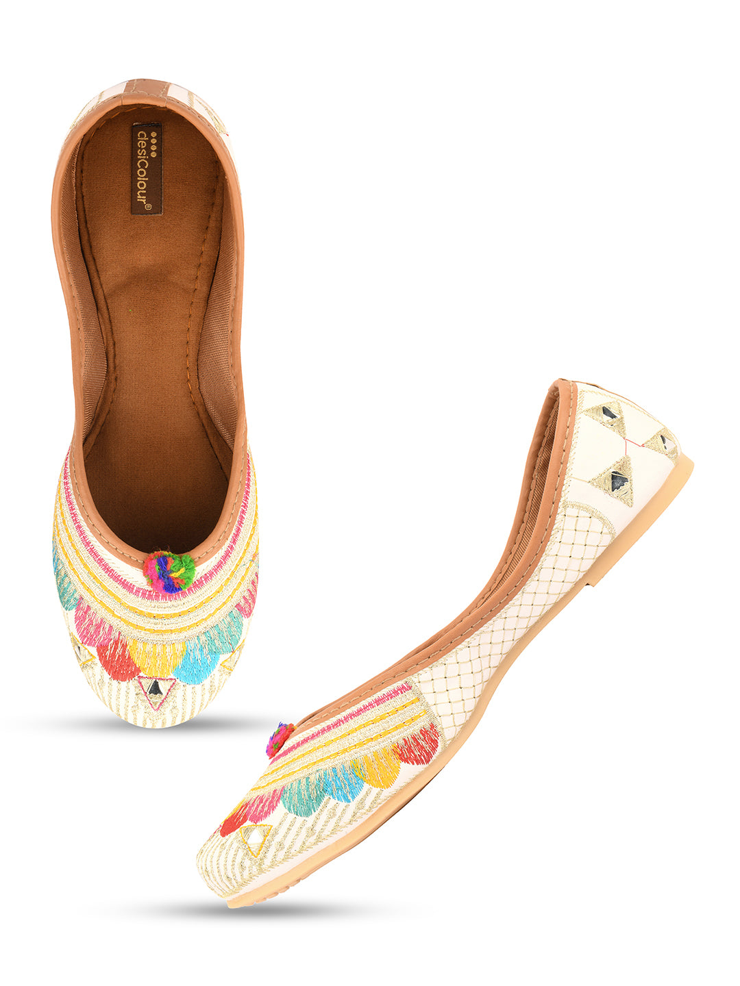 Desi Colour Women Indian Ethnic Footwear-Multi Flower - Distacart