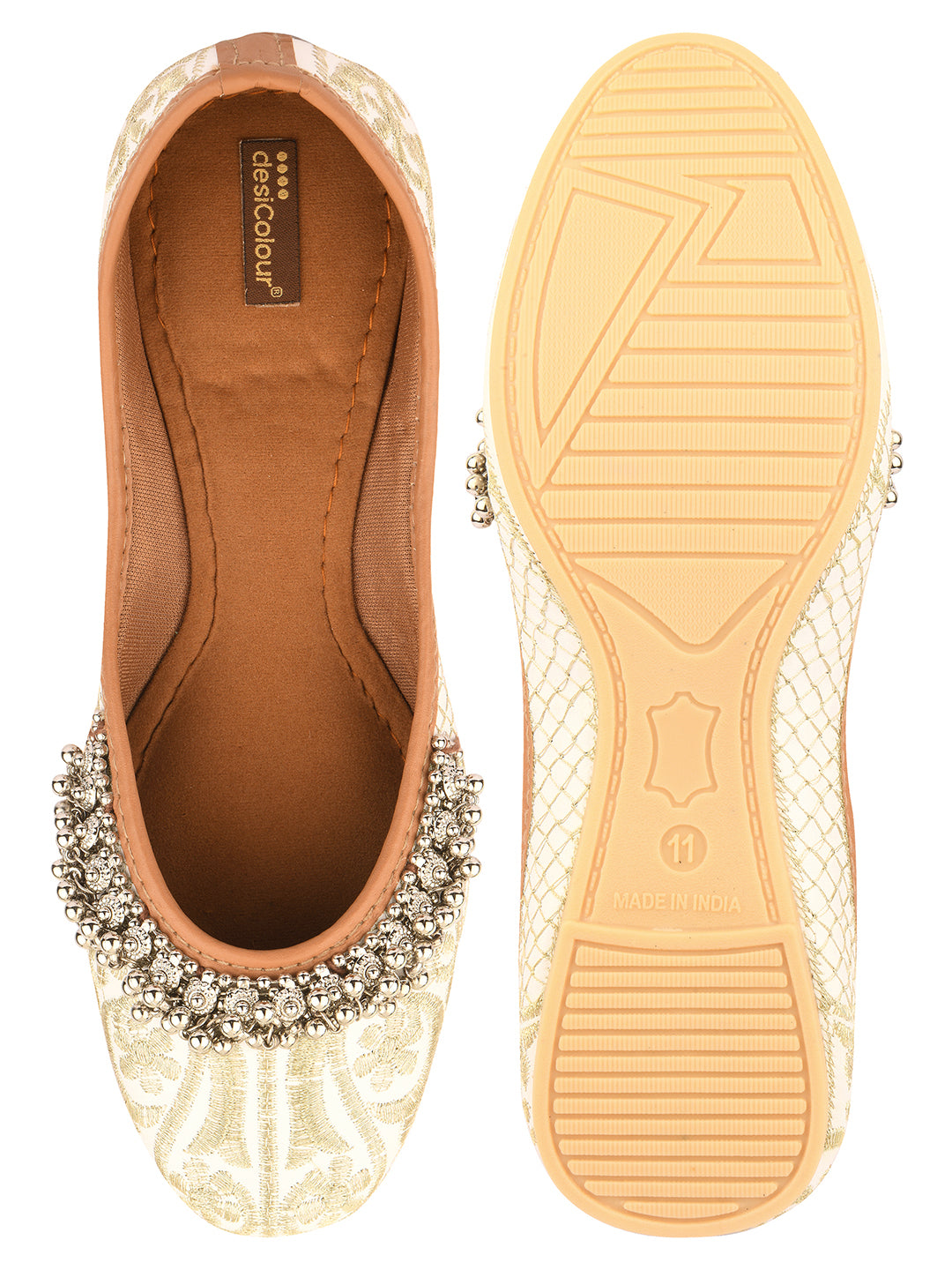Desi Colour Women Indian Ethnic Footwear-Off White-Gungroo - Distacart