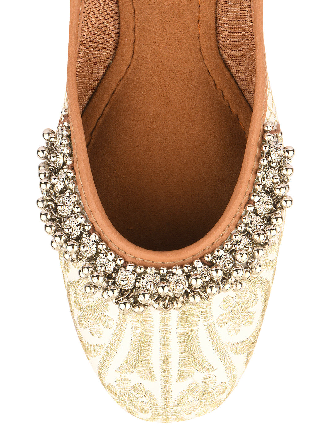 Desi Colour Women Indian Ethnic Footwear-Off White-Gungroo - Distacart