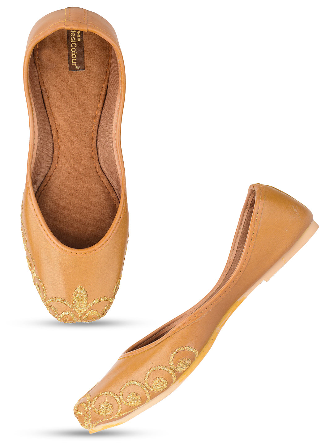 Desi Colour Women Indian Ethnic Footwear-Polish-Tan 1 - Distacart