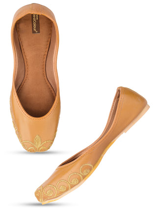Desi Colour Women Indian Ethnic Footwear-Polish-Tan 1 - Distacart