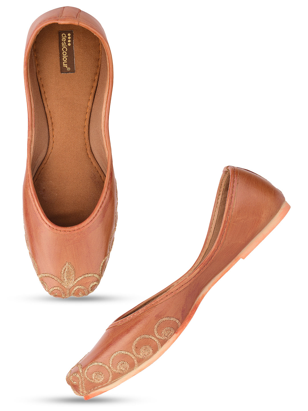 Desi Colour Women Indian Ethnic Footwear-Polish-Light Brown 1 - Distacart