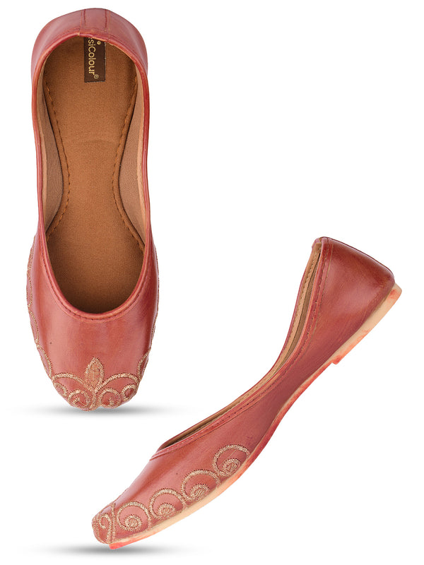 Desi Colour Women Indian Ethnic Footwear-Polish-Dark Brown 1