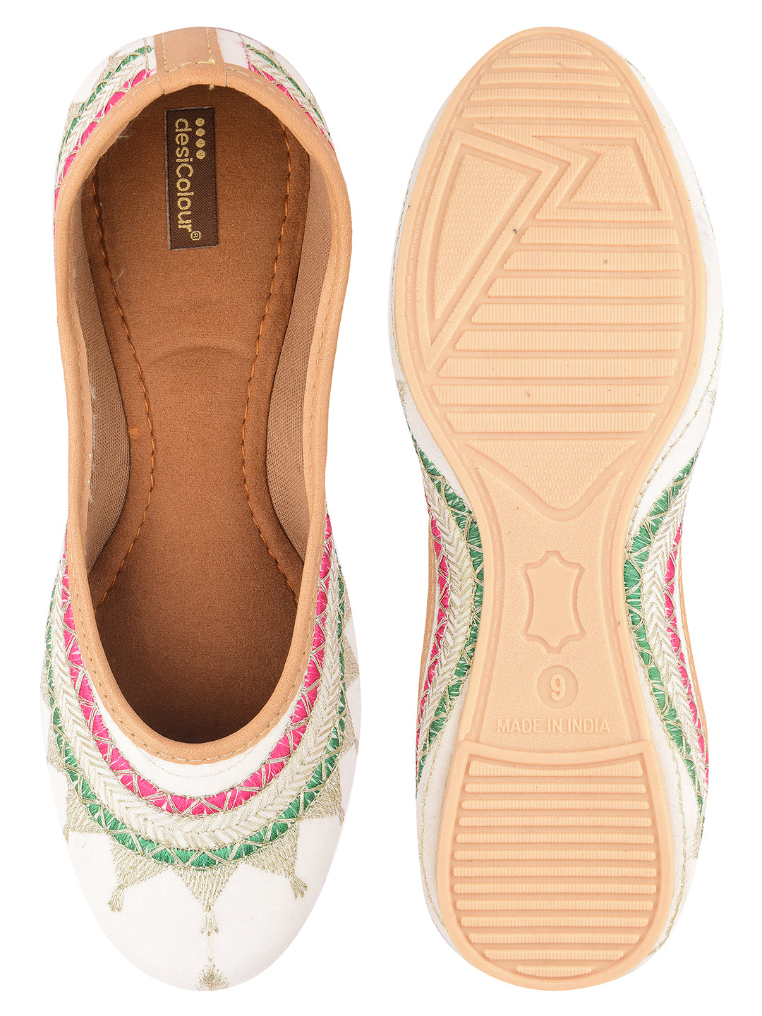 Desi Colour Women Indian Ethnic Footwear-White Zari Work - Distacart
