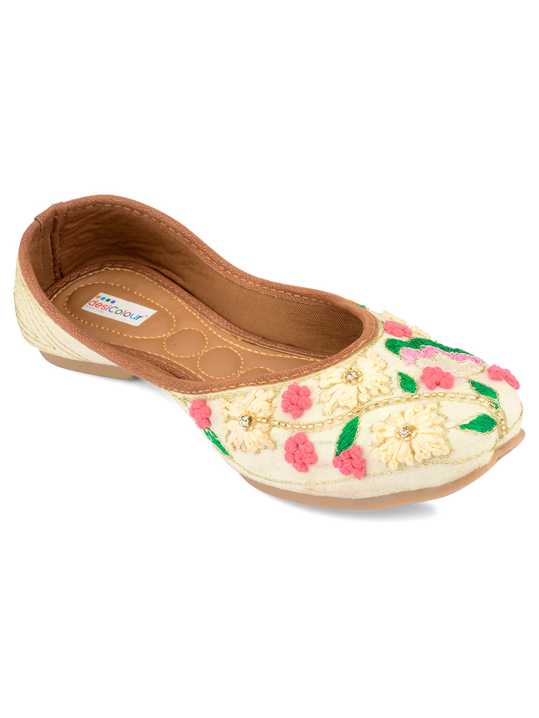 Desi Colour Women Indian Ethnic Footwear-Party Wear Multi Colour Thread Work - Distacart
