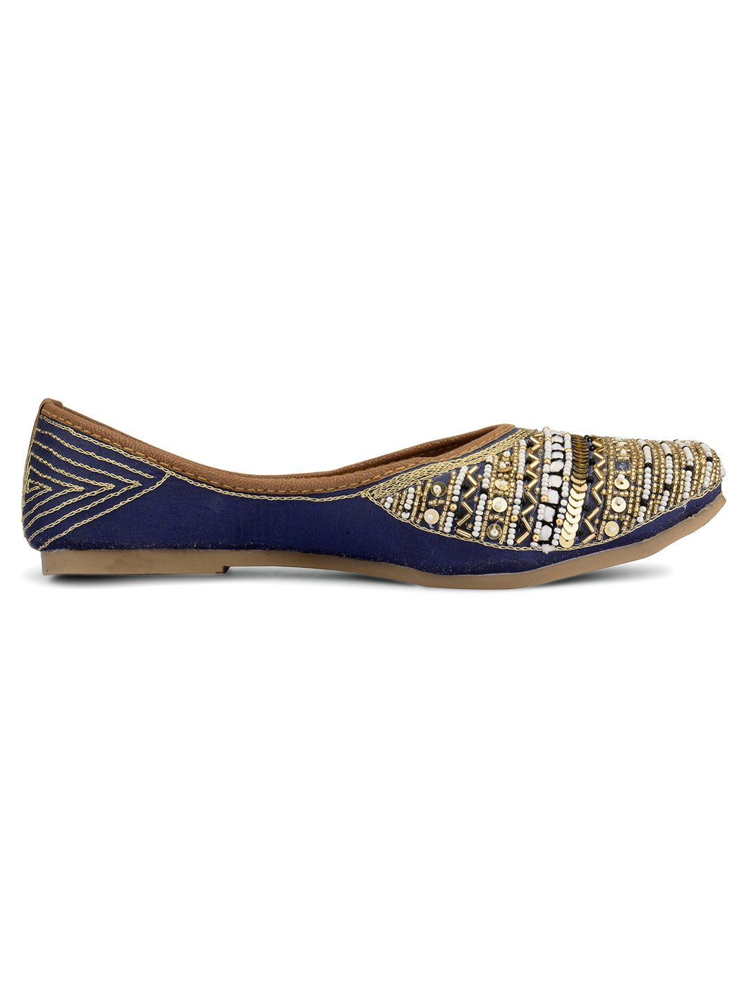 Desi Colour Women Indian Ethnic Footwear-Party Wear Navy Blue Emb - Distacart