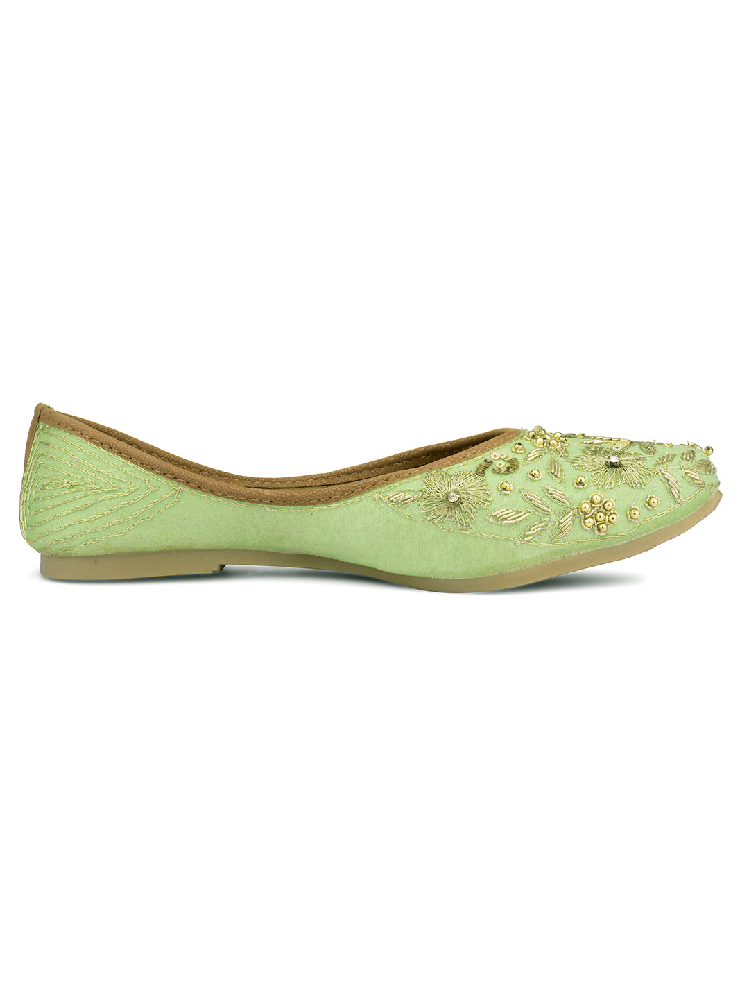 Desi Colour Women Indian Ethnic Footwear-Party Wear Sea Green Emb - Distacart
