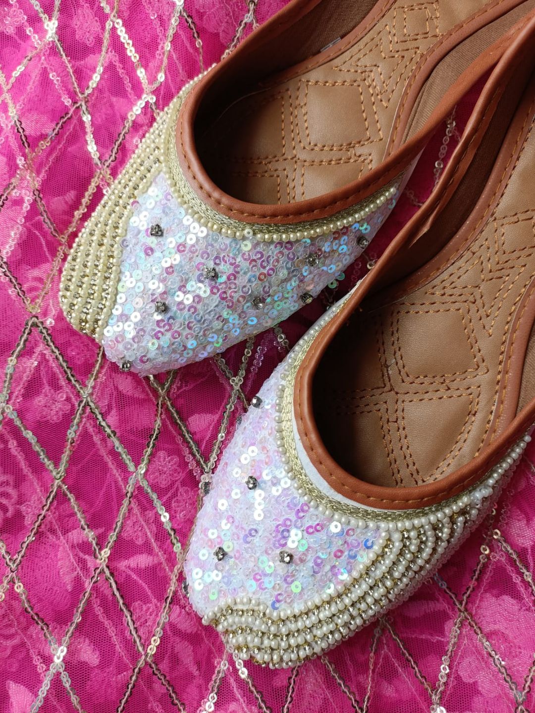 Desi Colour Women Indian Ethnic Footwear-White Pearl Shine - Distacart