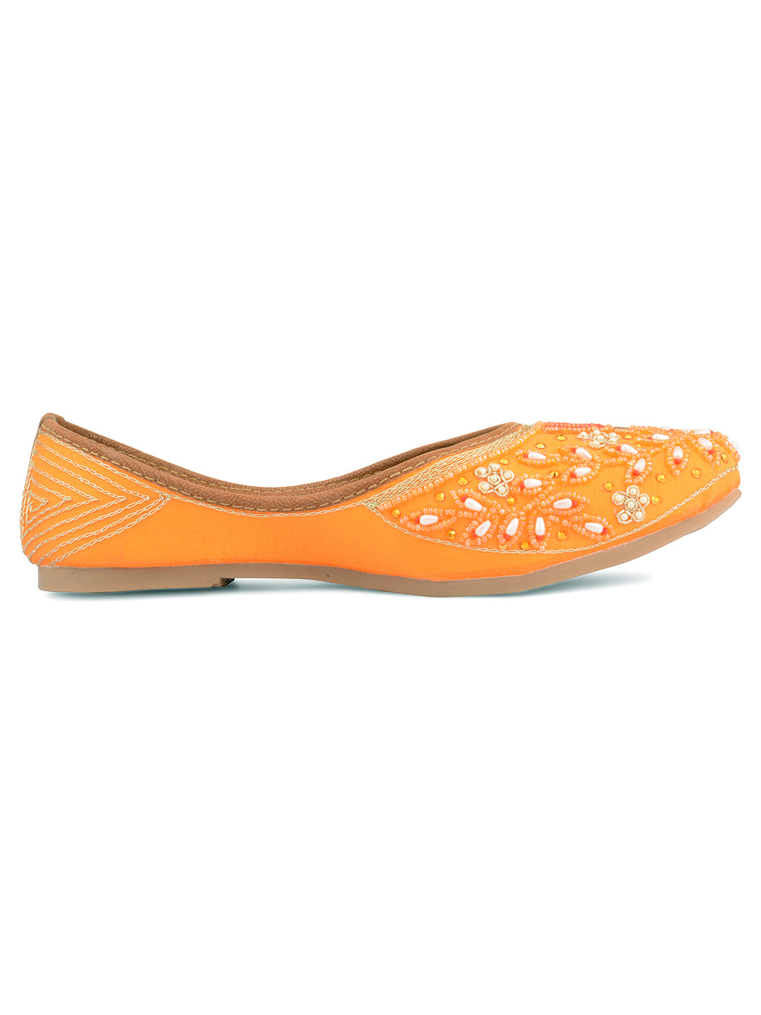 Desi Colour Women Indian Ethnic Footwear-Party Wear Orange Pearl - Distacart