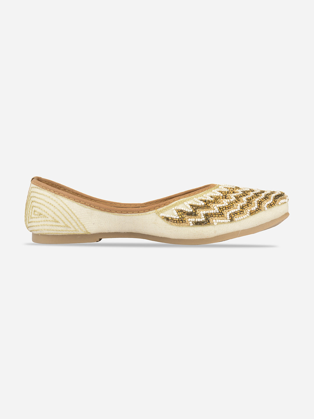 Desi Colour Women Indian Ethnic Footwear-Gold Zigzag - Distacart