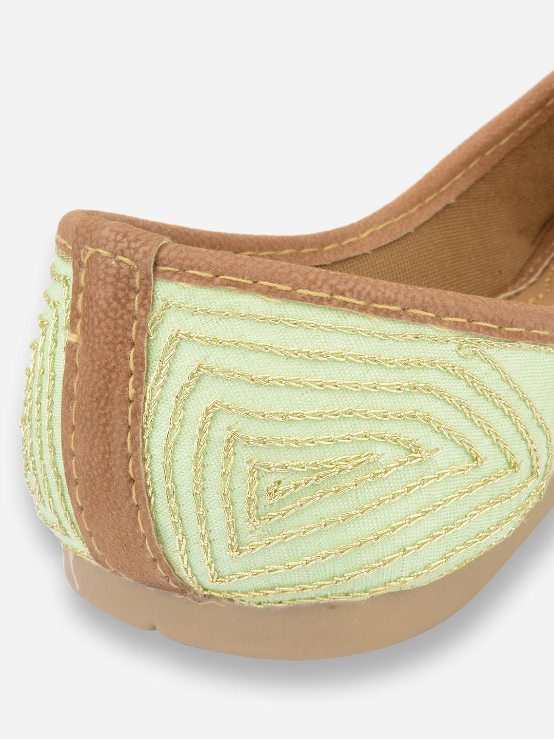 Desi Colour Women Indian Ethnic Footwear-Sea Green Zigzag