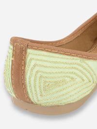Thumbnail for Desi Colour Women Indian Ethnic Footwear-Sea Green Zigzag