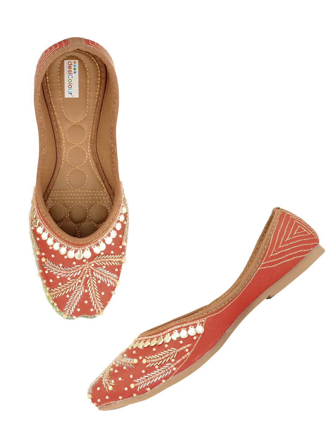 Desi Colour Women Indian Ethnic Footwear-Red Half Wheel - Distacart