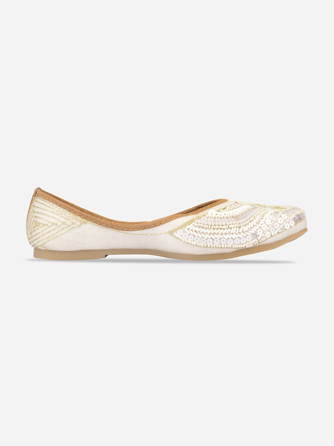 Desi Colour Women Indian Ethnic Footwear-White Mirror Emb - Distacart
