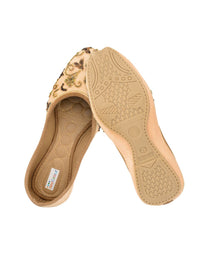 Thumbnail for Desi Colour Women Indian Ethnic Footwear-Peach Gold Emb