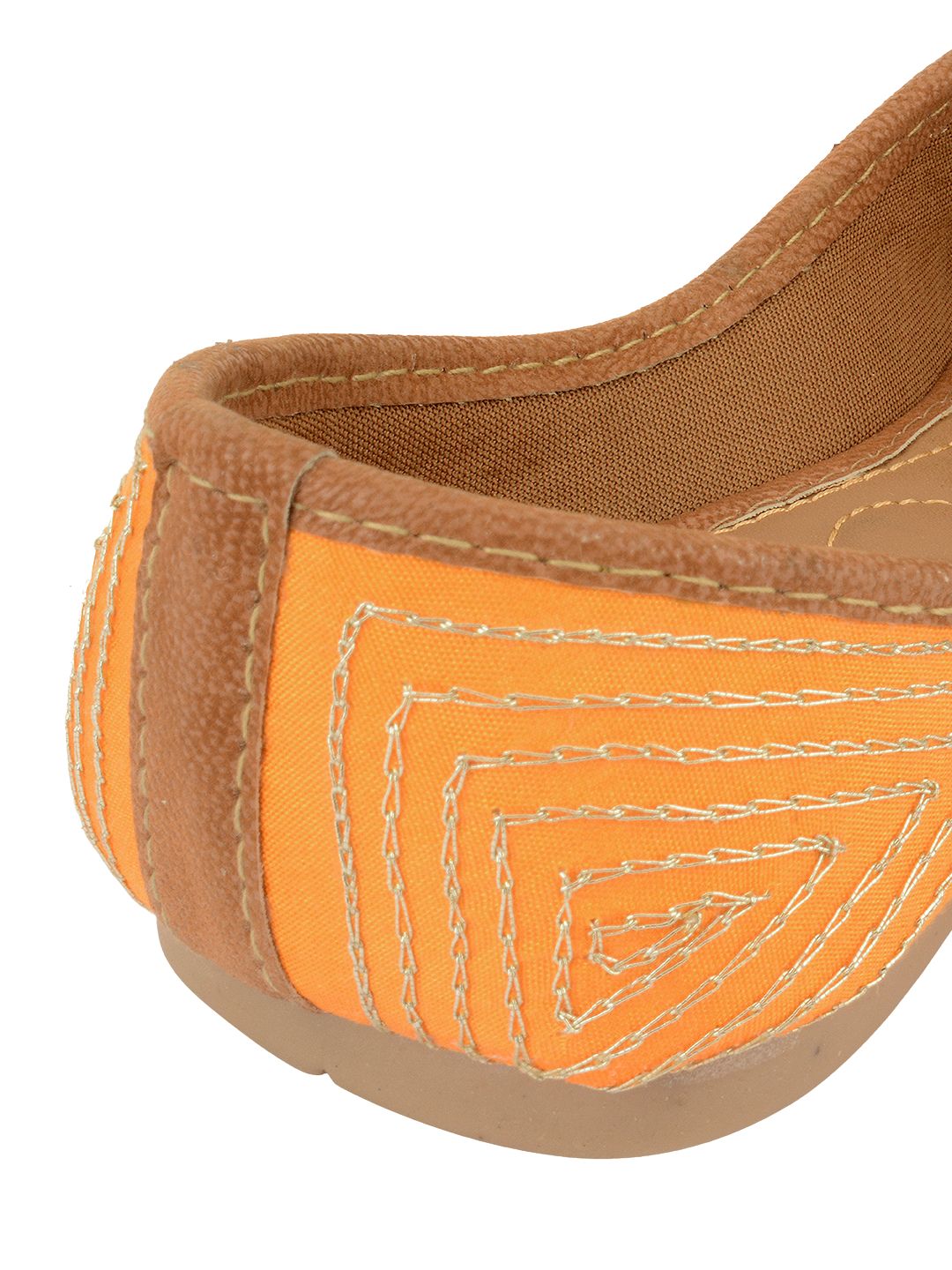 Desi Colour Women Indian Ethnic Footwear-Orange Emb