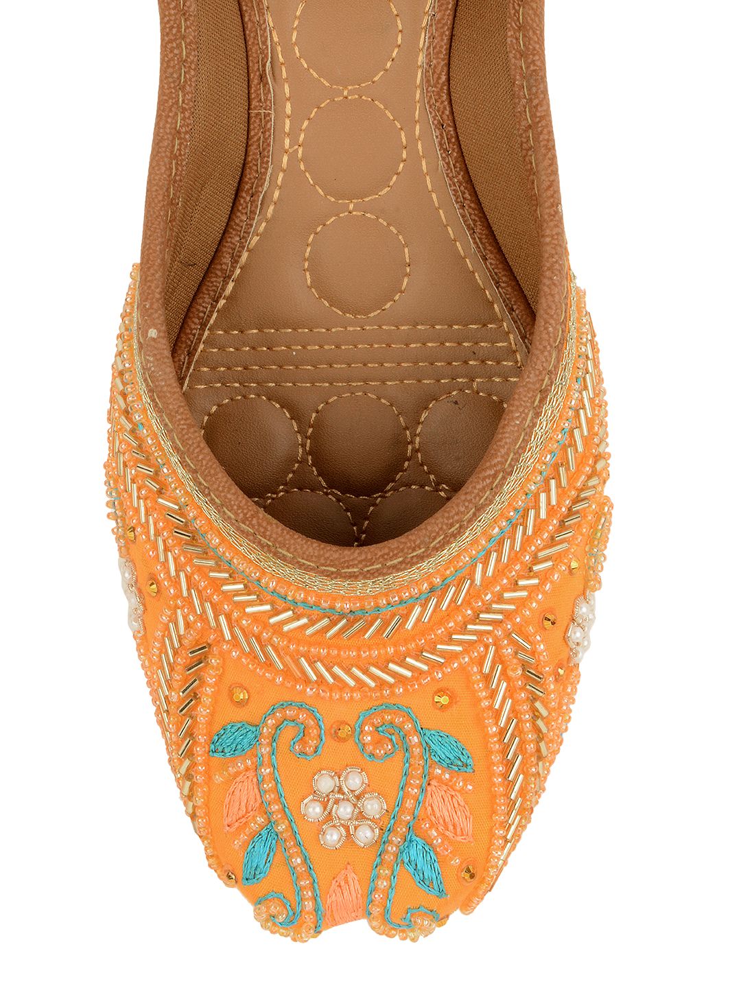 Desi Colour Women Indian Ethnic Footwear-Orange Emb
