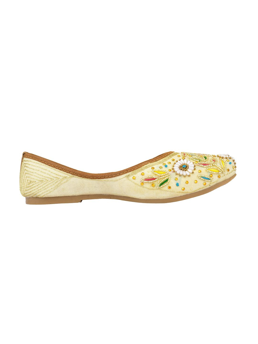 Desi Colour Women Indian Ethnic Footwear-Off White MultiColour - Distacart