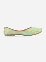 Thumbnail for Desi Colour Women Indian Ethnic Footwear-Sea Green Pearl Web - Distacart