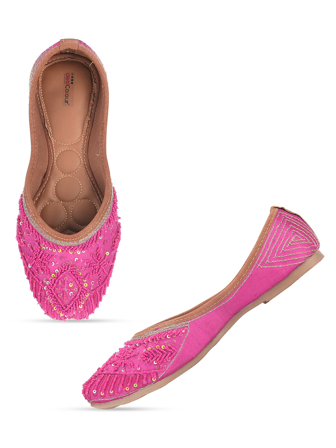 Desi Colour Women Indian Ethnic Footwear-Pink Pearl - Distacart