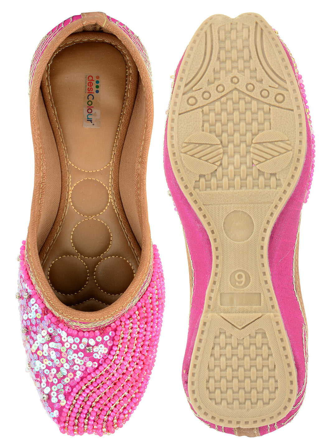 Desi Colour Women Indian Ethnic Footwear-Hot Pink Shine - Distacart