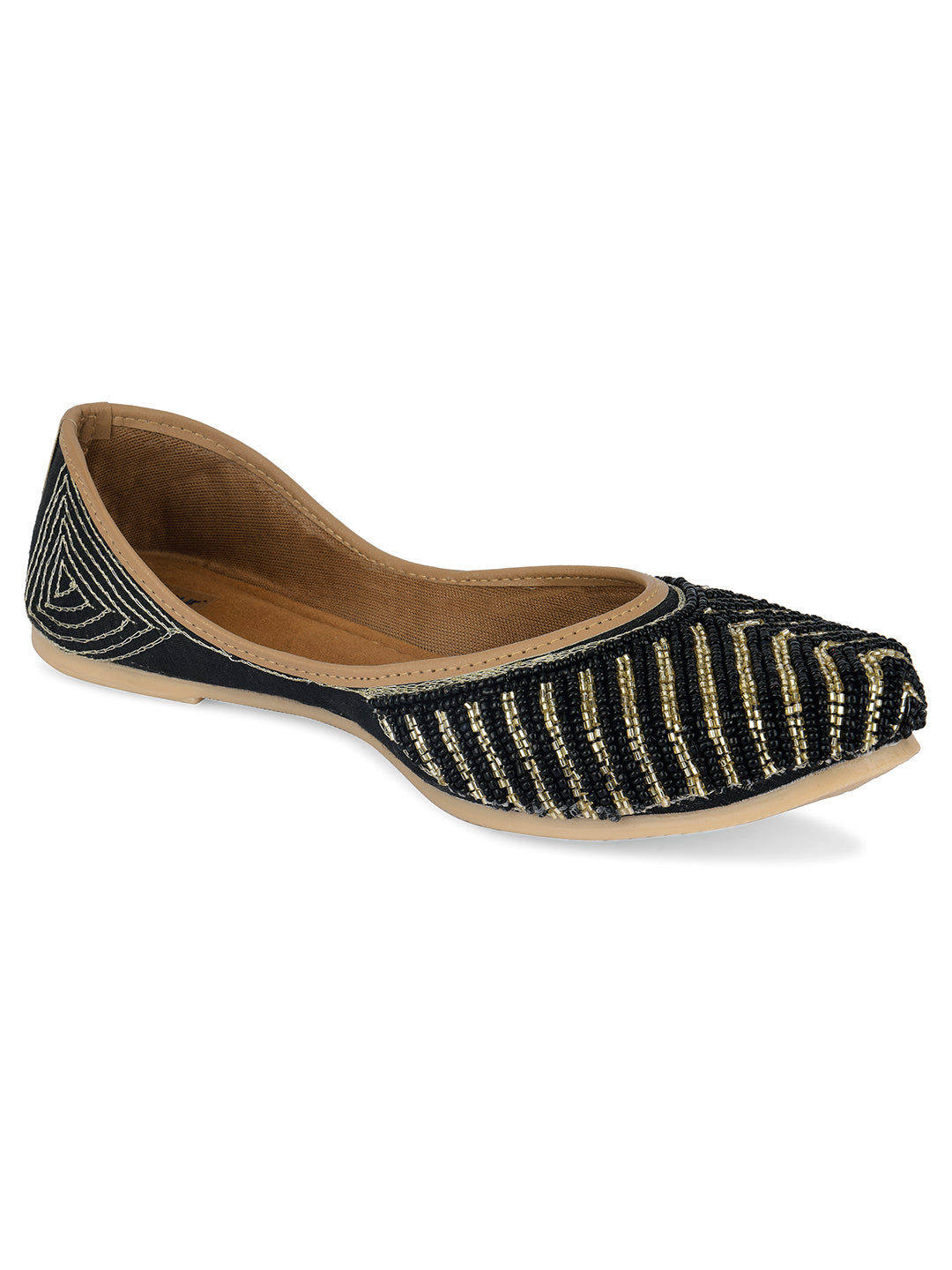 Desi Colour Women Indian Ethnic Footwear-Sleek Pearl-Black - Distacart