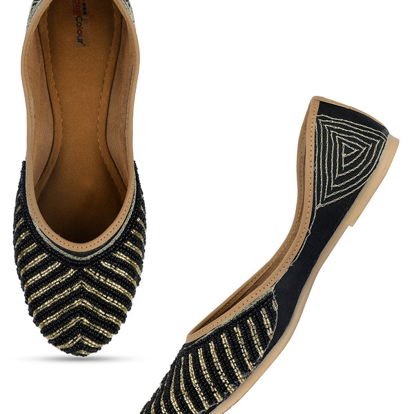 Desi Colour Women Indian Ethnic Footwear-Sleek Pearl-Black - Distacart
