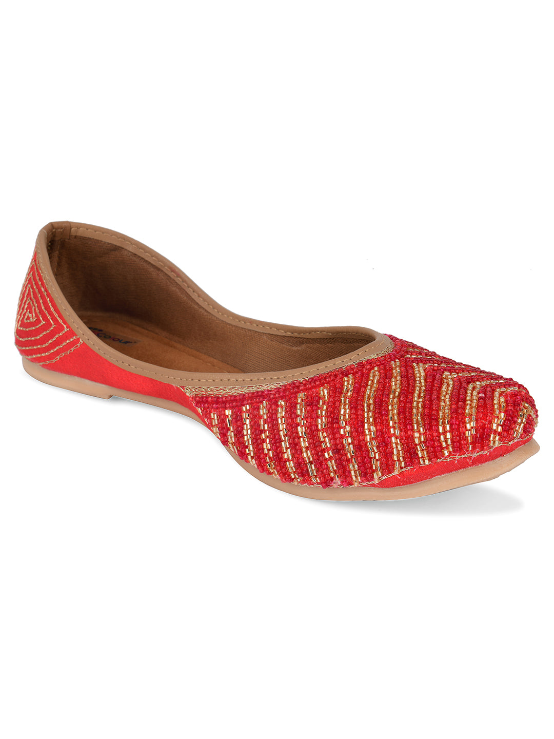 Desi Colour Women Indian Ethnic Footwear-Sleek Pearl-Red - Distacart