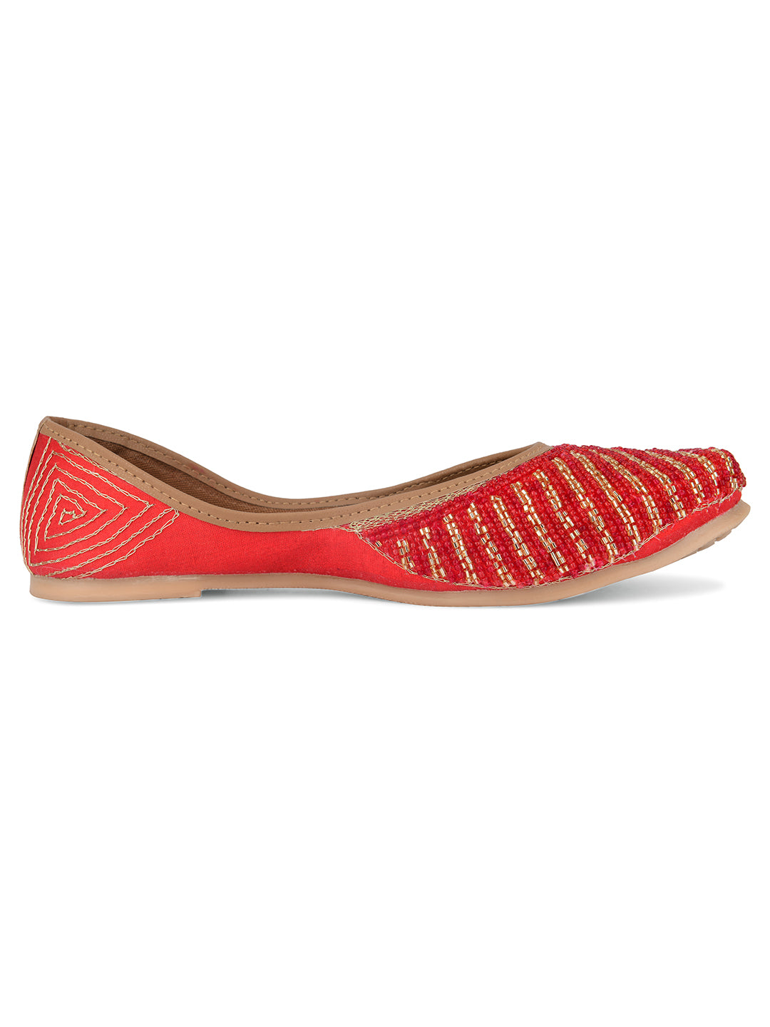 Desi Colour Women Indian Ethnic Footwear-Sleek Pearl-Red - Distacart