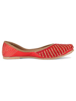 Thumbnail for Desi Colour Women Indian Ethnic Footwear-Sleek Pearl-Red - Distacart