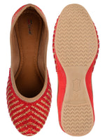 Thumbnail for Desi Colour Women Indian Ethnic Footwear-Sleek Pearl-Red - Distacart