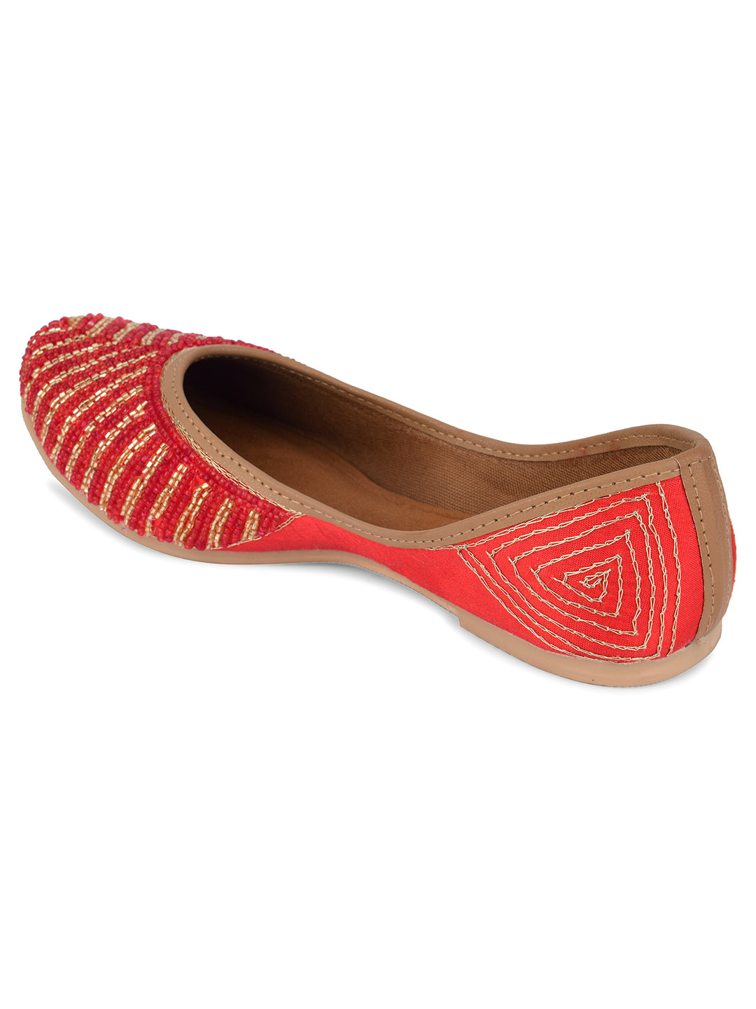 Desi Colour Women Indian Ethnic Footwear-Sleek Pearl-Red - Distacart