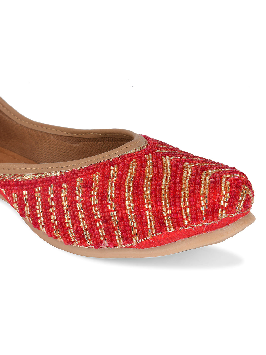 Desi Colour Women Indian Ethnic Footwear-Sleek Pearl-Red - Distacart