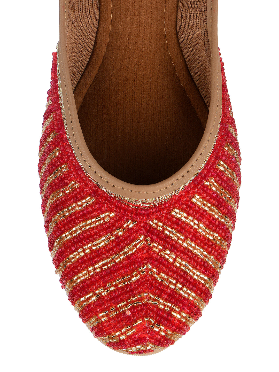 Desi Colour Women Indian Ethnic Footwear-Sleek Pearl-Red - Distacart