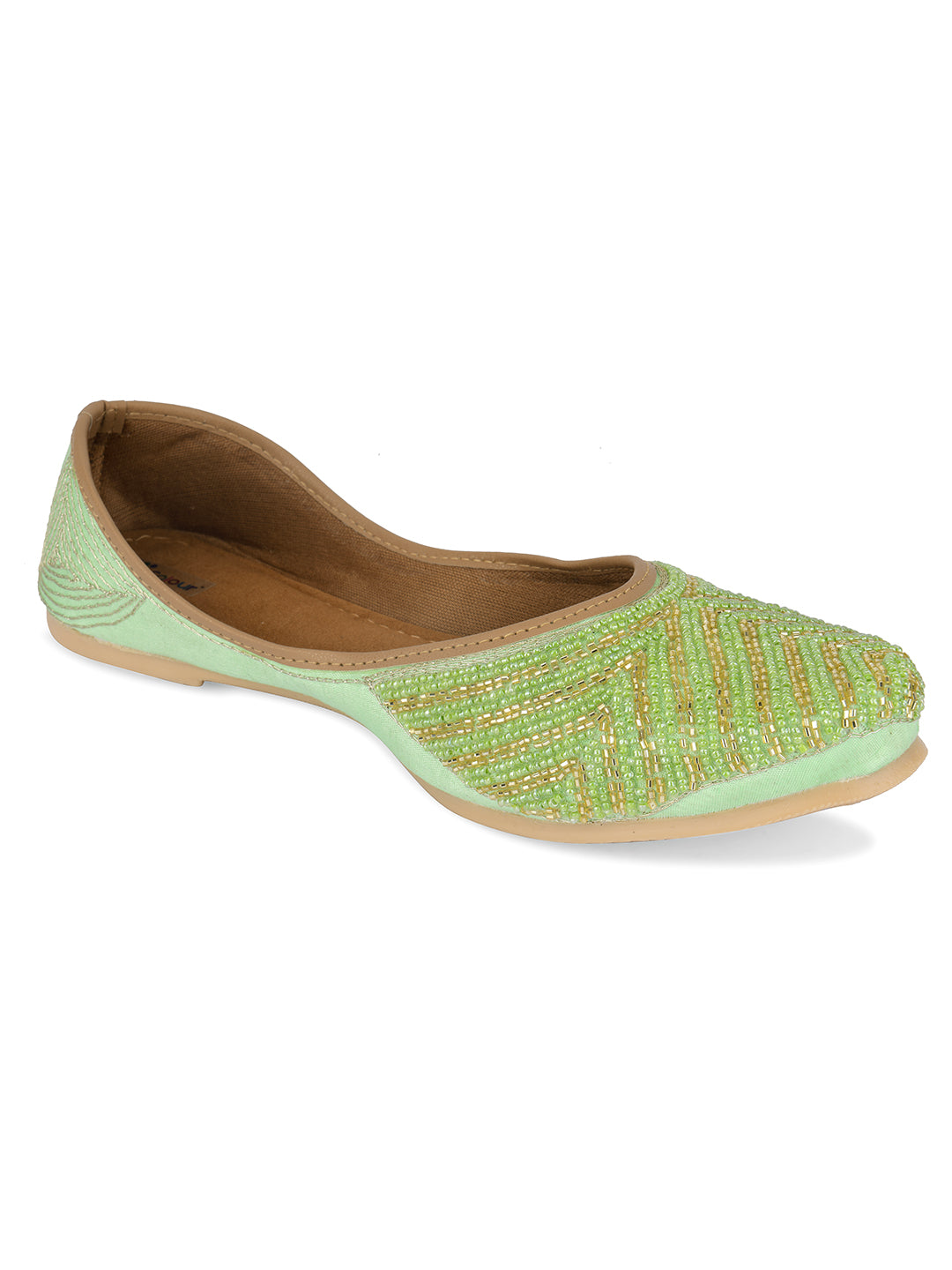 Desi Colour Women Indian Ethnic Footwear-Sleek Pearl-Green - Distacart
