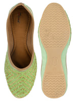 Thumbnail for Desi Colour Women Indian Ethnic Footwear-Sleek Pearl-Green - Distacart