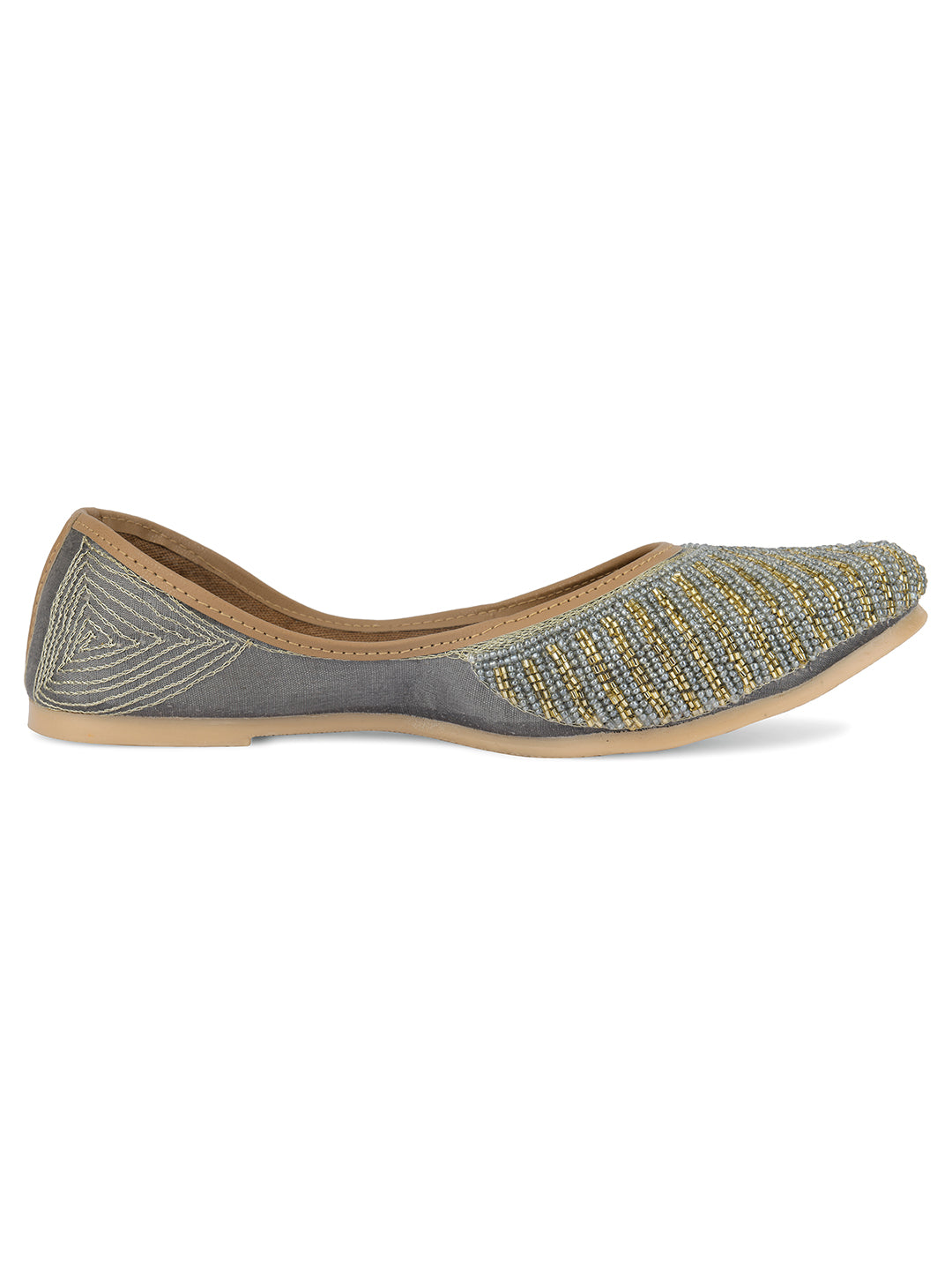 Desi Colour Women Indian Ethnic Footwear-Sleek Pearl-Grey - Distacart