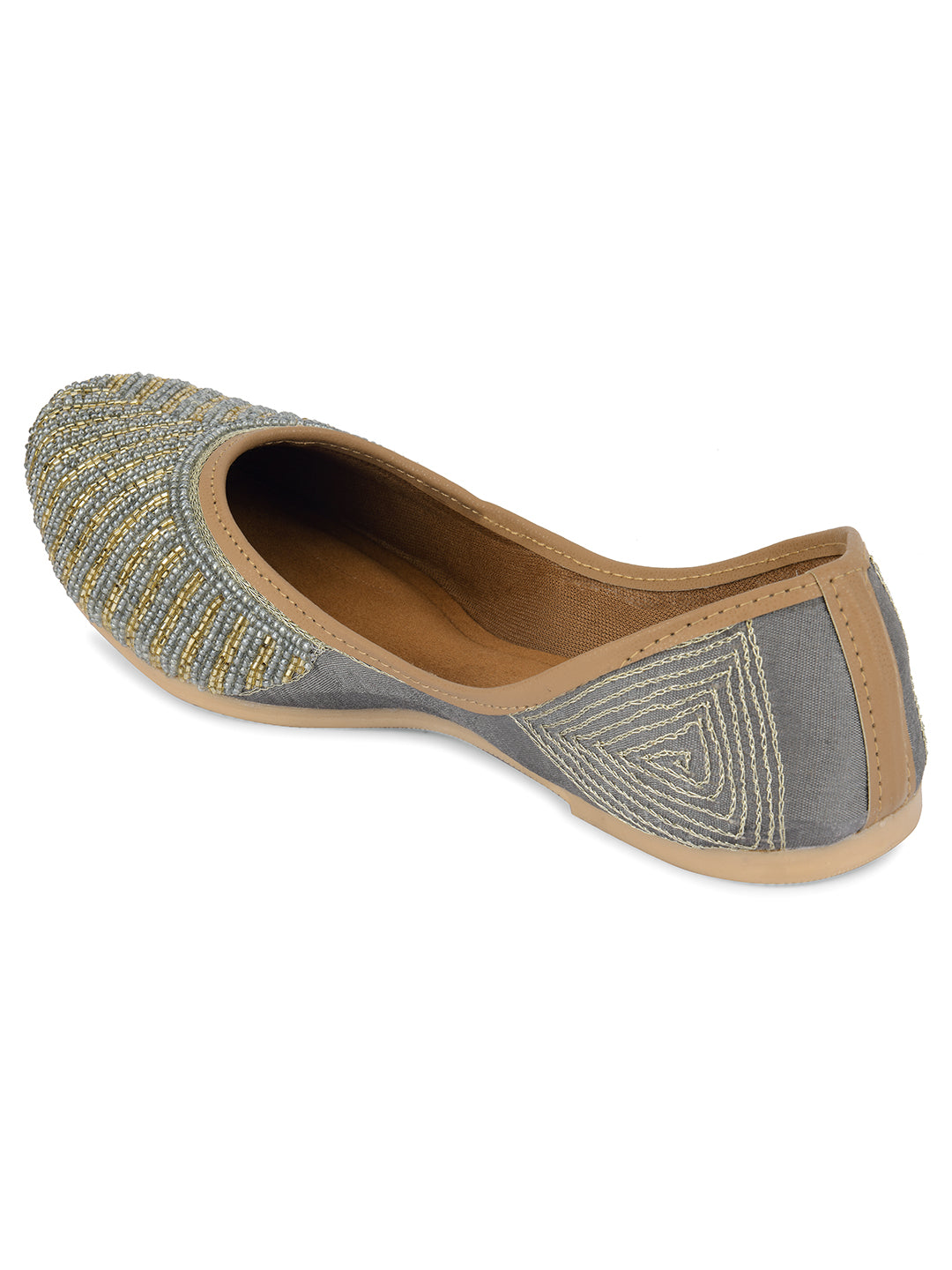 Desi Colour Women Indian Ethnic Footwear-Sleek Pearl-Grey - Distacart