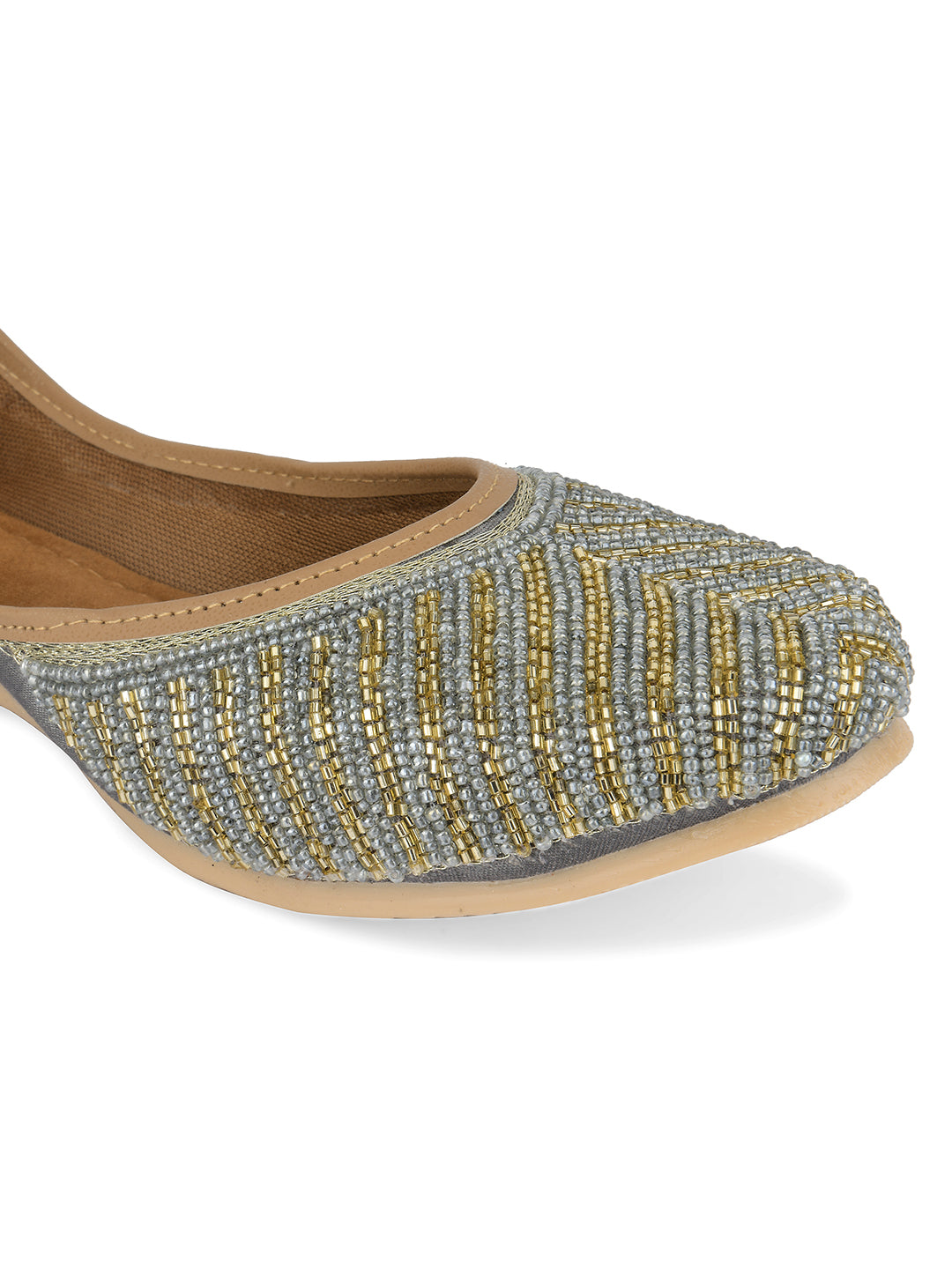 Desi Colour Women Indian Ethnic Footwear-Sleek Pearl-Grey - Distacart